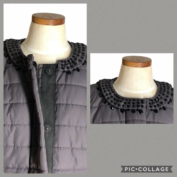 NWT Dennis Basso Quilted Gray Coat Size Small - Picture 4 of 9